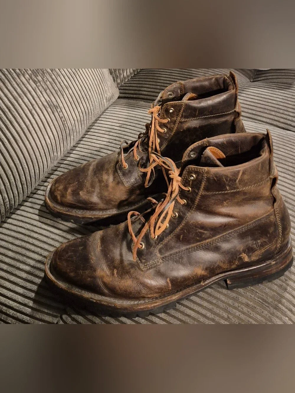 Frye Men's Brown Leather Lace Up Boots Size 14